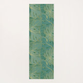 緑と葉金ゴールドの緑豊かなヤシの模様 ヨガマット (裏面)