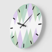 緑と薄紫 ラージ壁時計 (傾斜)