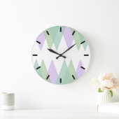緑と薄紫 ラージ壁時計 (ホーム)
