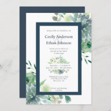 緑と藍の多肉白い花結婚の