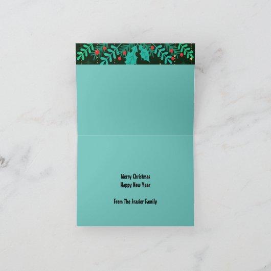 緑と装飾された折り畳まれたグリーティングカード カード (内部)