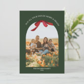 緑と赤い絵を描ボウ写真アーチホリデーカード シーズンカード (スタンド正面)