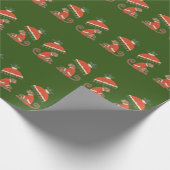 緑と赤い緑のサル ラッピングペーパー (角)