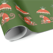 緑と赤い緑のサル ラッピングペーパー (ロールコーナー)