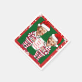 緑と赤のおばあちゃんとおじいちゃんクリスマス スタンダードカクテルナプキン (角)