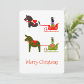 緑と赤のそりで馬、ラバ、猫の休日 シーズンカード (スタンド正面)