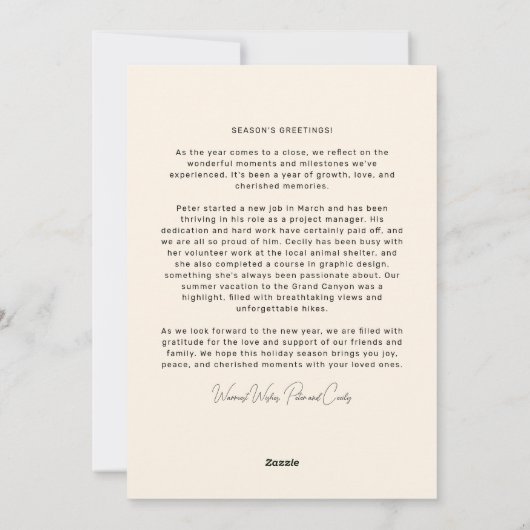 緑と赤のアーティスティックなペイントフレームと7枚の写真 シーズンカード (裏面)