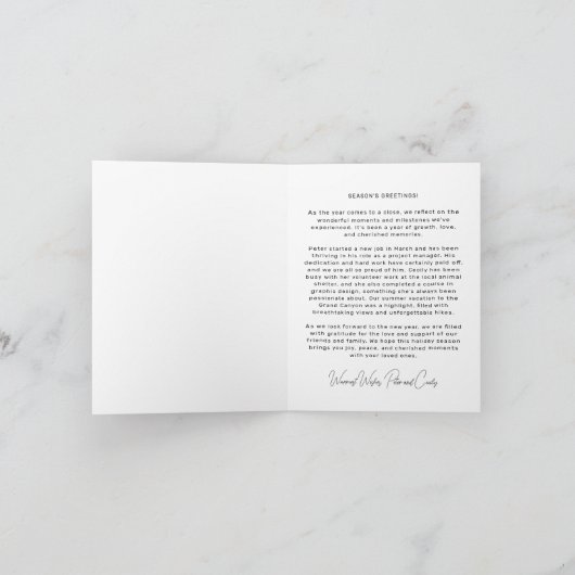 緑と赤のアーティスティックなペイントフレームと7枚の写真 シーズンカード (内部)