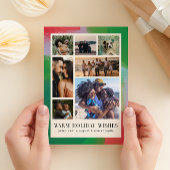 緑と赤のアーティスティックなペイントフレームと7枚の写真 シーズンカード