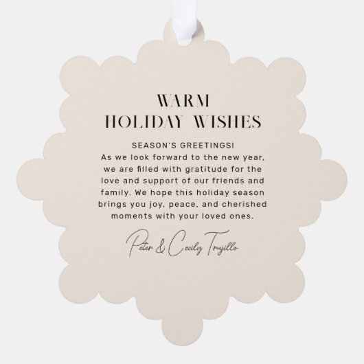 緑と赤のアートフ絵を描レーム写真 オーナメントカード (裏面)