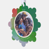 緑と赤のアートフ絵を描レーム写真 オーナメントカード (左)