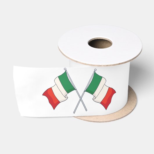 緑と赤のイタリア国旗パターン サテンリボン (リール)