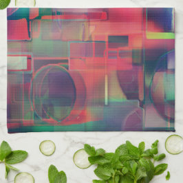 緑と赤のイメージレイヤとわずかに壁の色調 キッチンタオル