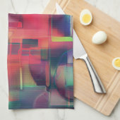 緑と赤のイメージレイヤとわずかに壁の色調 キッチンタオル (四つ折り)