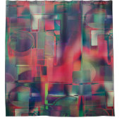 緑と赤のイメージレイヤとわずかに壁の色調 シャワーカーテン (正面)