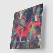 緑と赤のイメージレイヤとわずかに壁の色調 スクエア壁時計 (傾斜)