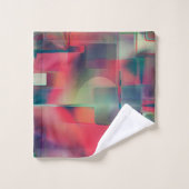 緑と赤のイメージレイヤとわずかに壁の色調 バスタオルセット (ウォッシュタオル)