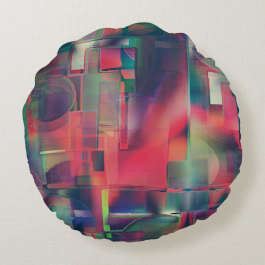 緑と赤のイメージレイヤとわずかに壁の色調 ラウンドクッション (裏面)