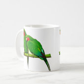 緑と赤のオウム コーヒーマグカップ (正面左)