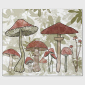 緑と赤のキノコ ラッピングペーパー (フラット)