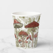 緑と赤のキノコ 紙コップ (正面)