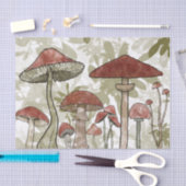 緑と赤のキノコ 薄葉紙 (クラフト)