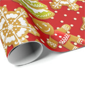 緑と赤のクリスマスクッキー&ジンジャーブレッドマン ラッピングペーパー (ロールコーナー)