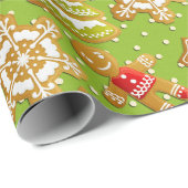 緑と赤のクリスマスクッキー&ジンジャーブレッドマン ラッピングペーパー (ロールコーナー)