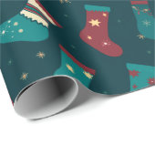 緑と赤のクリスマスストッキング緑のクリスマス ラッピングペーパー (ロールコーナー)