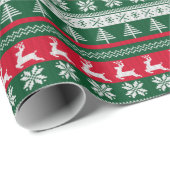 緑と赤のクリスマスセーターヴィンテージクリスマス ラッピングペーパー (ロールコーナー)