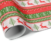 緑と赤のクリスマスセーターヴィンテージクリスマス ラッピングペーパー (ロールコーナー)