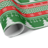 緑と赤のクリスマスセーターヴィンテージクリスマス ラッピングペーパー (ロールコーナー)