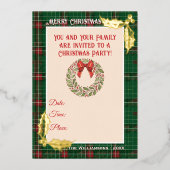 緑と赤のクリスマスチェック柄 箔招待状 (正面)