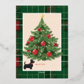 緑と赤のクリスマスチェック柄 箔招待状 (裏面)