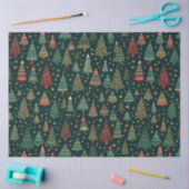 緑と赤のクリスマスツリーと星のクリスマス 薄葉紙 (クラフト)