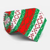 緑と赤のクリスマスツリーと雪 ネクタイ (ロール)