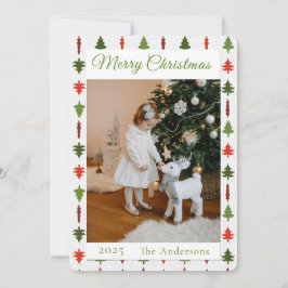 緑と赤のクリスマスツリーの写真  シーズンカード