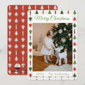 緑と赤のクリスマスツリーの写真 シーズンカード (正面/裏面)