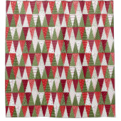 緑と赤のクリスマスツリー シャワーカーテン (正面)