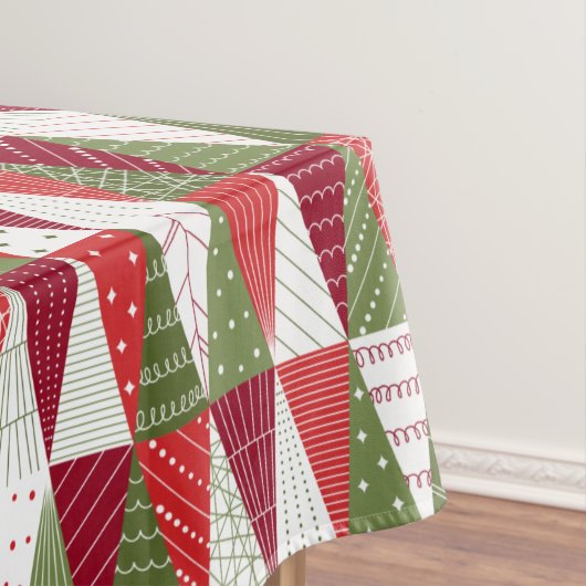 緑と赤のクリスマスツリー テーブルクロス (インサイチュ)