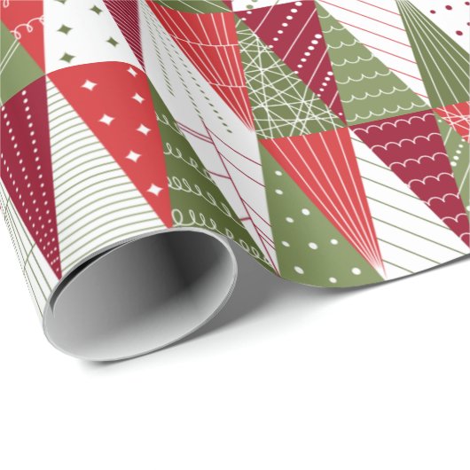 緑と赤のクリスマスツリー ラッピングペーパー (ロールコーナー)