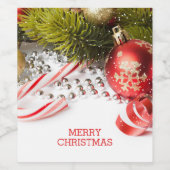 緑と赤のクリスマスデコール ワインラベル (シングルラベル)