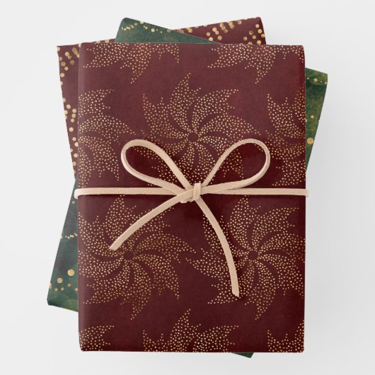 緑と赤のクリスマスデザイン2 ラッピングペーパーシート (インサイチュ)