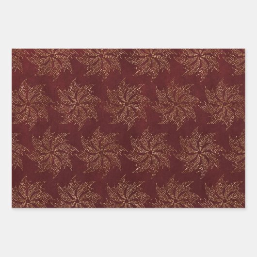 緑と赤のクリスマスデザイン2 ラッピングペーパーシート (正面)