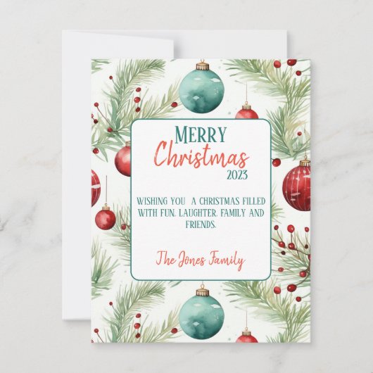 緑と赤のクリスマスパターン – シーズンカード (正面)
