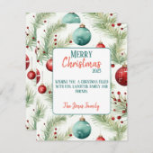 緑と赤のクリスマスパターン – シーズンカード (正面/裏面)