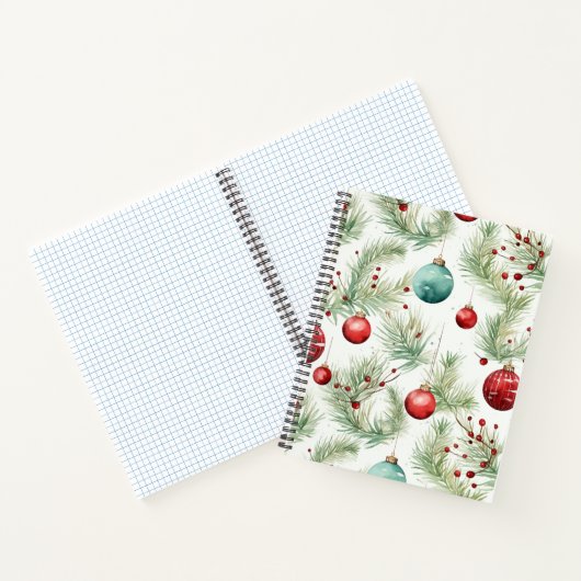 緑と赤のクリスマスパターン – ノートブック (内部)