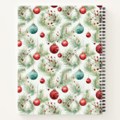 緑と赤のクリスマスパターン –  ノートブック (裏面)