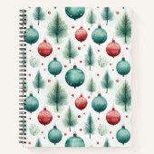 緑と赤のクリスマスパターン – ノートブック (正面)