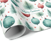 緑と赤のクリスマスパターン –  ラッピングペーパー (ロールコーナー)